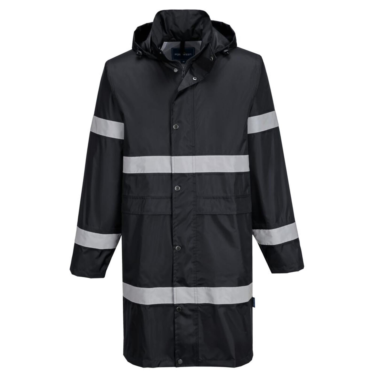 Portwest Iona Regenkleding Verbeterde Zichtbaarheid Regenjas F437 100cm zwart(BK)