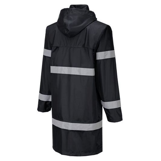 Portwest Iona Regenkleding Verbeterde Zichtbaarheid Regenjas F437 100cm zwart(BK)