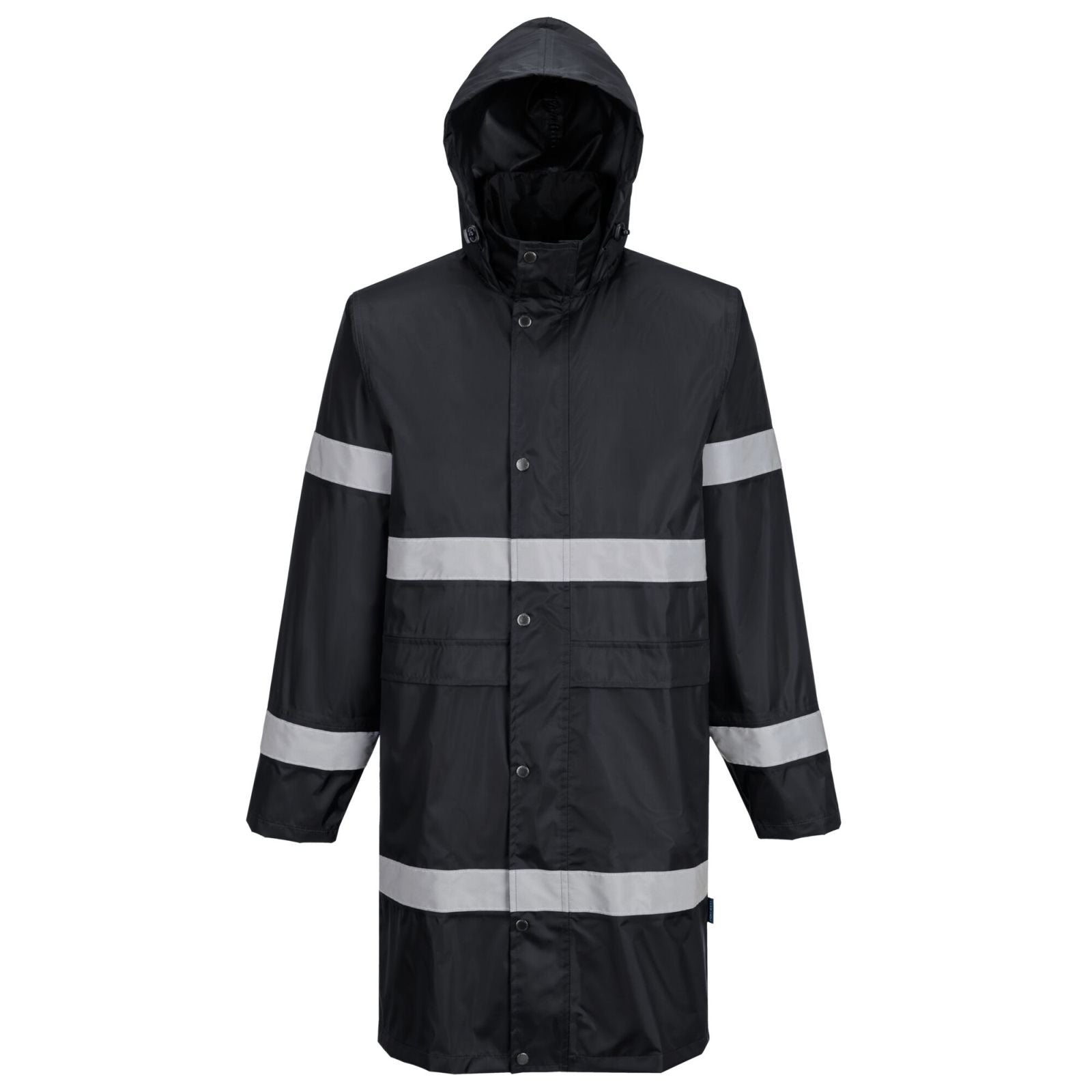 Portwest Iona Regenkleding Verbeterde Zichtbaarheid Regenjas F437 100cm zwart(BK)