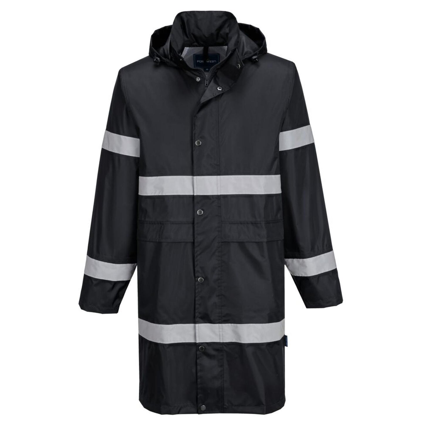 Portwest Iona Regenkleding Verbeterde Zichtbaarheid Regenjas F437 100cm zwart(BK)