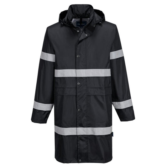 Portwest Iona Regenkleding Verbeterde Zichtbaarheid Regenjas F437 100cm zwart(BK)