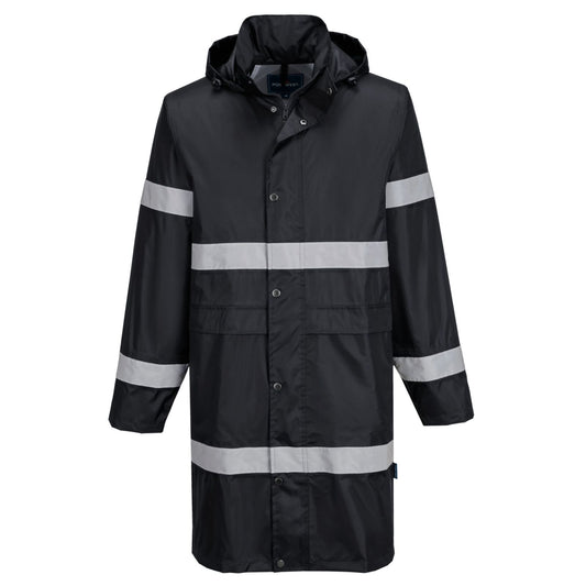 Portwest Iona Regenkleding Verbeterde Zichtbaarheid Regenjas F437 100cm zwart(BK)