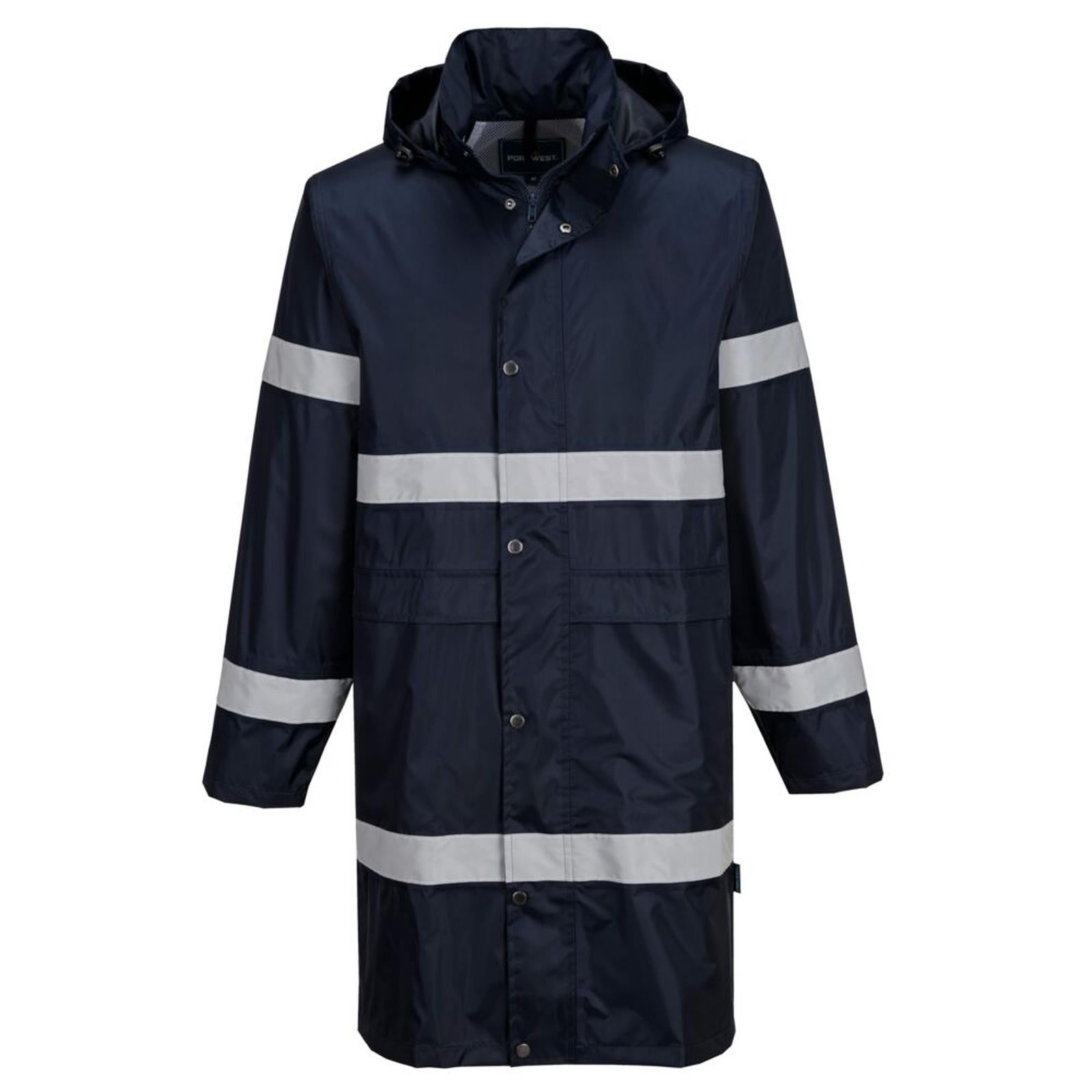 Portwest Iona Regenkleding Verbeterde Zichtbaarheid Regenjas F437 100cm donker marineblauw(NV)
