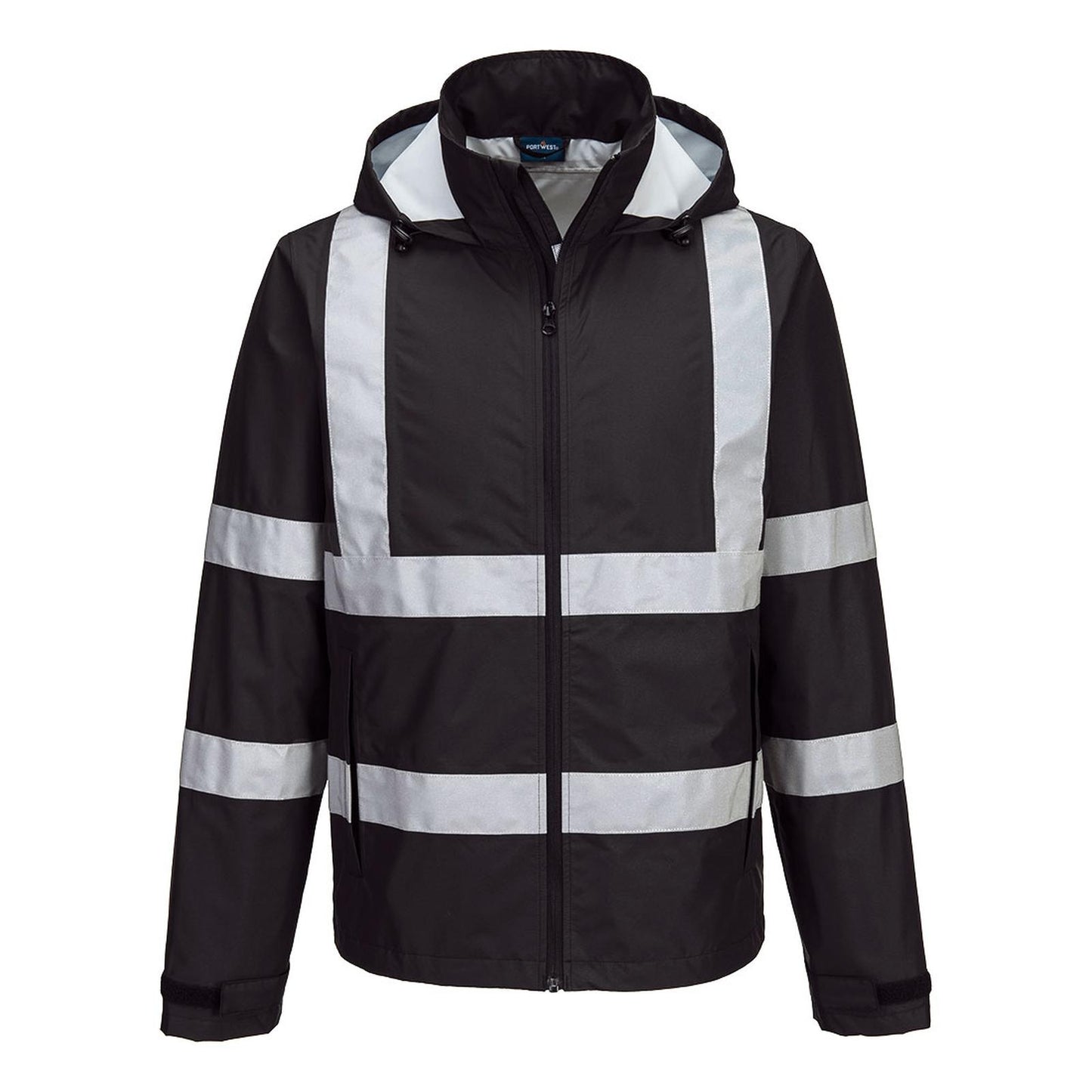 Portwest Iona Regenkleding Verbeterde Zichtbaarheid Regenjack F442 Enhanced lichtgewicht opvouwbaar zwart(BK)