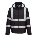Portwest Iona Regenkleding Verbeterde Zichtbaarheid Regenjack F442 Enhanced lichtgewicht opvouwbaar zwart(BK)