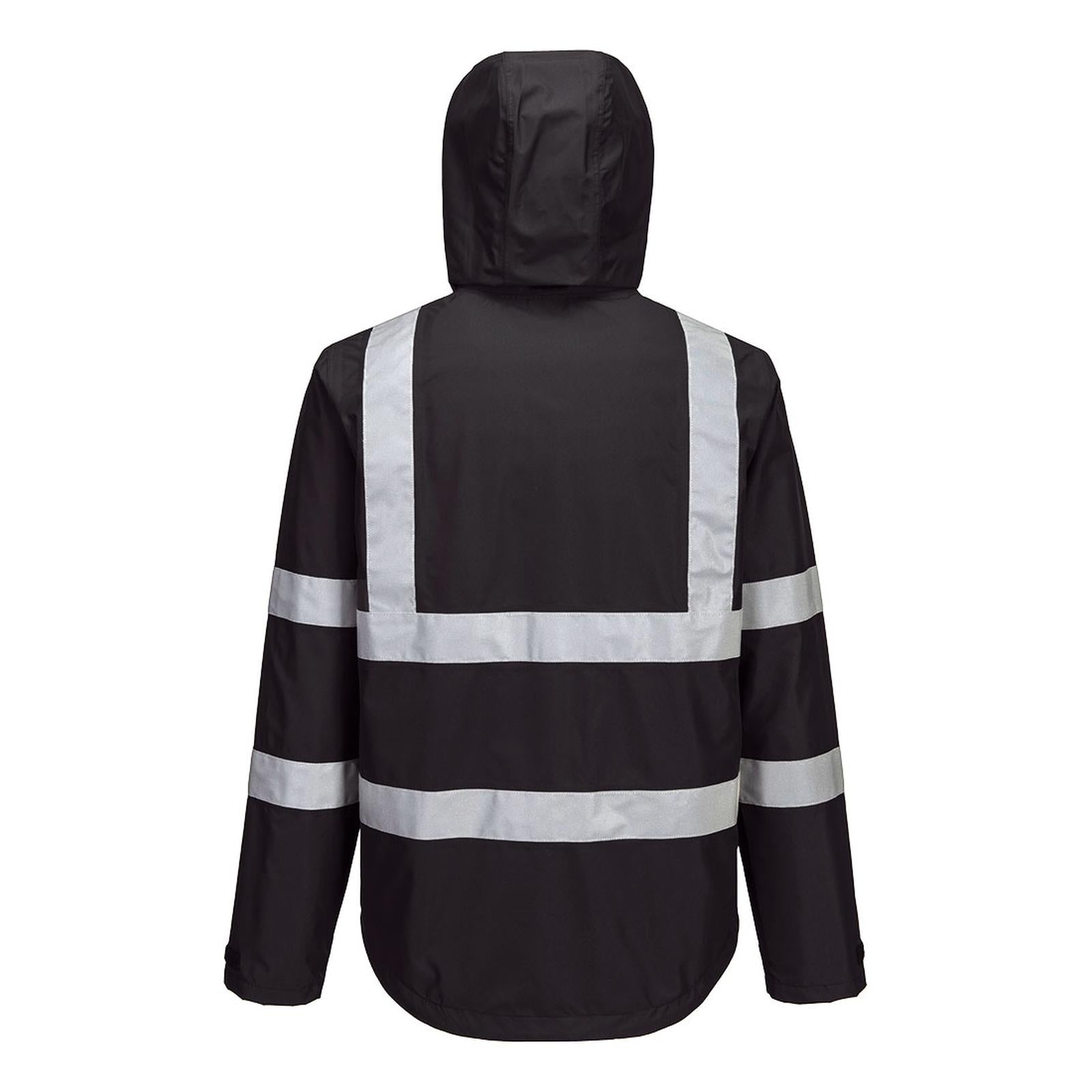 Portwest Iona Regenkleding Verbeterde Zichtbaarheid Regenjack F442 Enhanced lichtgewicht opvouwbaar zwart(BK)
