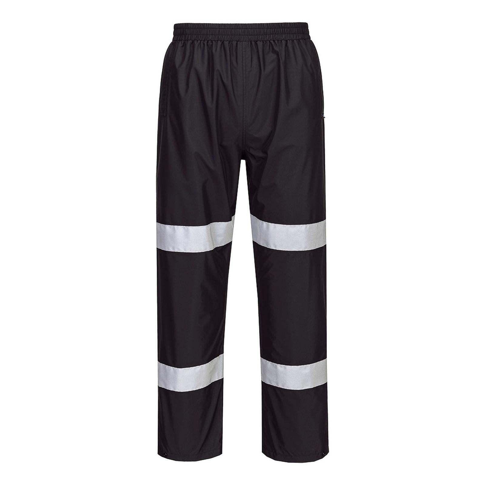Portwest Iona Regenkleding Verbeterde Zichtbaarheid Regenbroek F443 Enhanced lichtgewicht opvouwbaar zwart(BK)