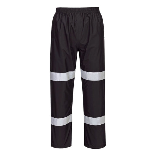 Portwest Iona Regenkleding Verbeterde Zichtbaarheid Regenbroek F443 Enhanced lichtgewicht opvouwbaar zwart(BK)
