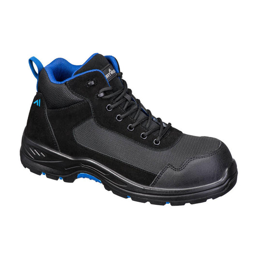 Portwest Composite Lite Voetbescherming Veiligheidschoenen FC22 Composiet Textile Suede Mid S3L HRO SR FO zwart-blauw(BK)