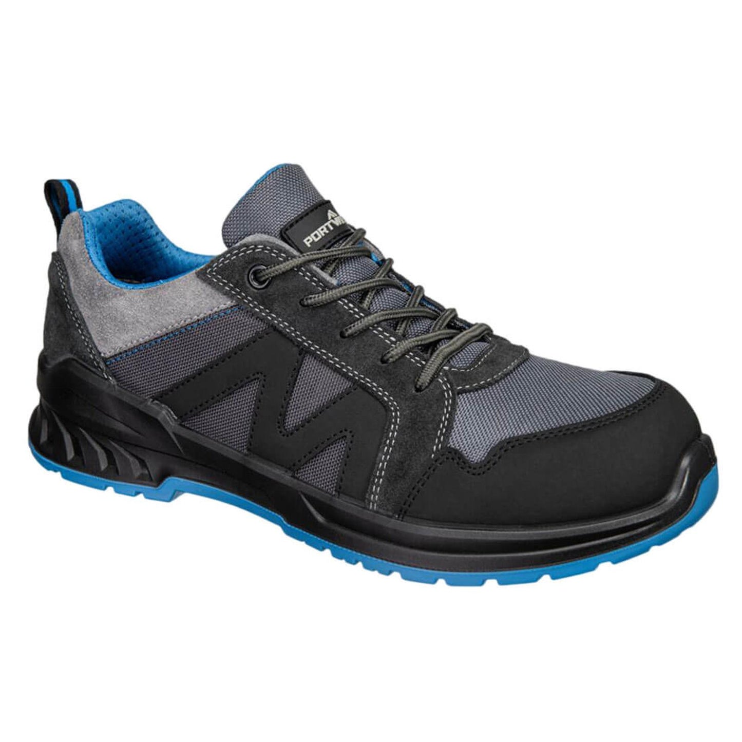 Portwest Composite Lite Voetbescherming Veiligheidschoenen FC23 Composiet Textile & Suede Trainer S1PS SR FO zwart-blauw(BK)