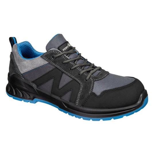 Portwest Composite Lite Voetbescherming Veiligheidschoenen FC23 Composiet Textile & Suede Trainer S1PS SR FO zwart-blauw(BK)