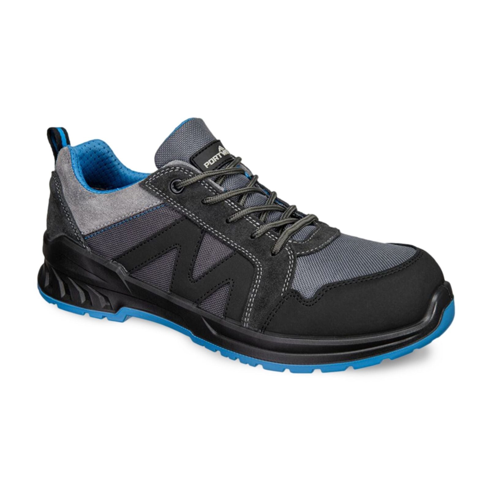 Portwest Composite Lite Voetbescherming Veiligheidschoenen FC23 Composiet Textile & Suede Trainer S1PS SR FO zwart-blauw(BK)