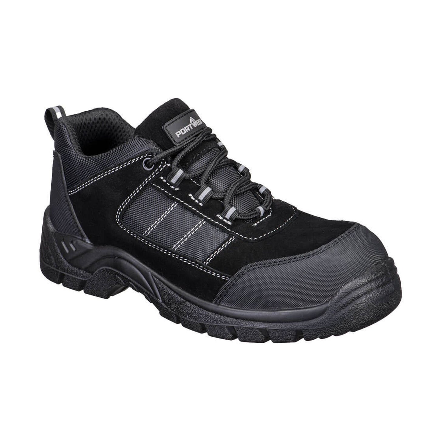 Portwest Composite Lite Voetbescherming Veiligheidschoenen FC24 Composiet Textile Suede Low Shoe S1 SR FO zwart(BK)