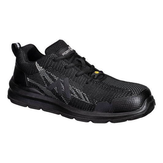 Portwest CompositeLite ESD Voetbescherming Schoen FC32 trainer composiet textiel laag S1PS ESD SR FO zwart-zoomgrijs(BZ)