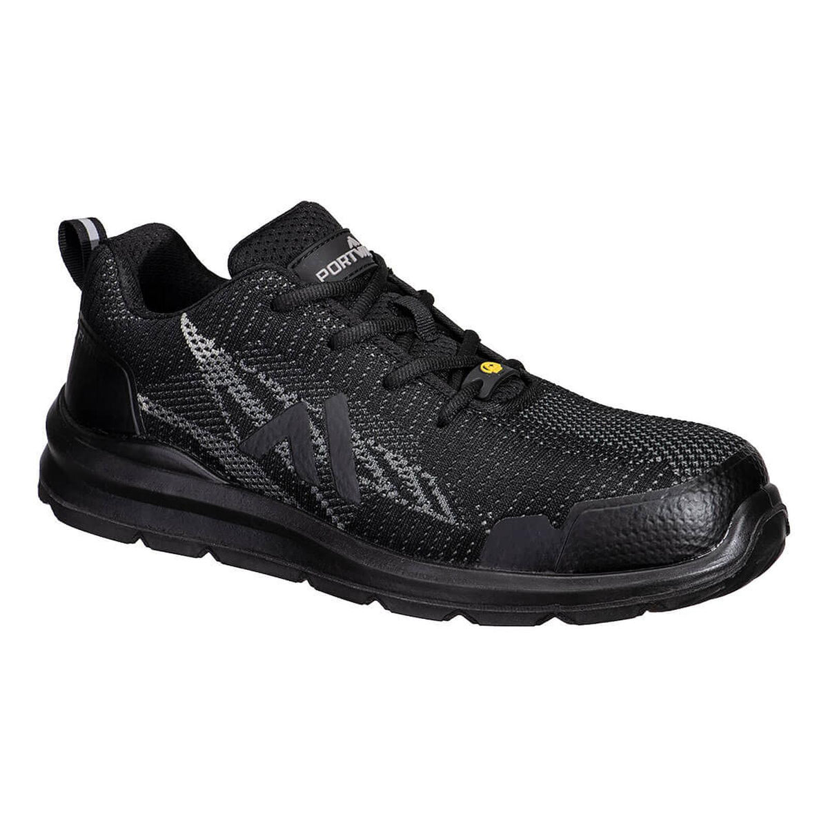 Portwest CompositeLite ESD Voetbescherming Schoen FC32 trainer composiet textiel laag S1PS ESD SR FO zwart-zoomgrijs(BZ)