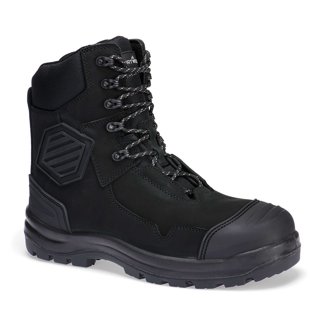 Portwest Composite Lite Voetbescherming Veiligheidsschoen FD22 composiet leder scheenbeschermer S3S HRO FO SC HI CI AN LG SR zwart(BK)