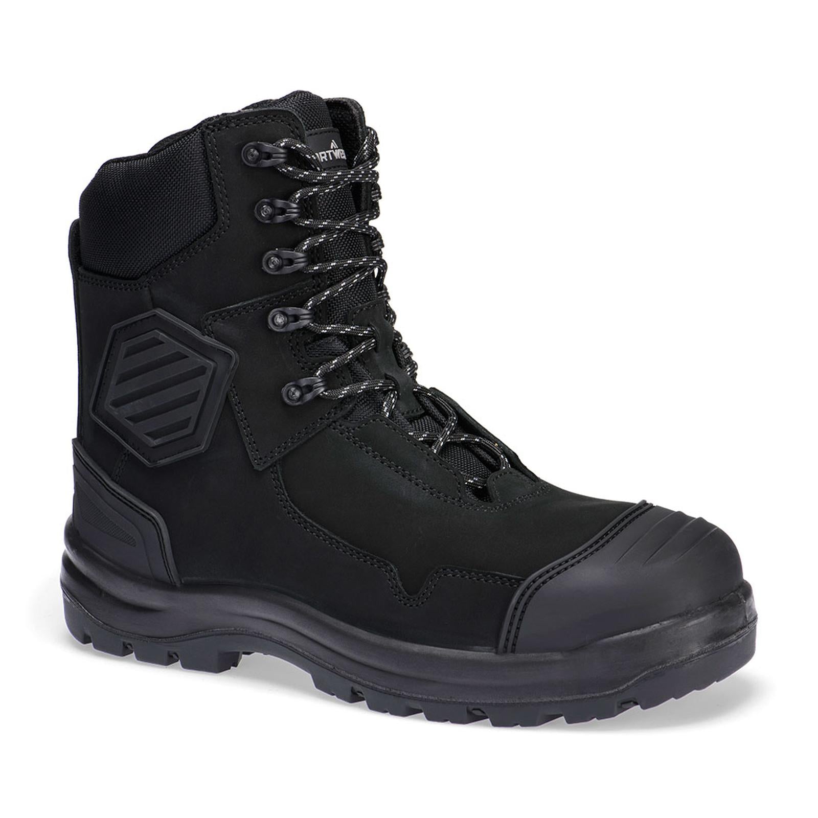 Portwest Composite Lite Voetbescherming Veiligheidsschoen FD22 composiet leder scheenbeschermer S3S HRO FO SC HI CI AN LG SR zwart(BK)