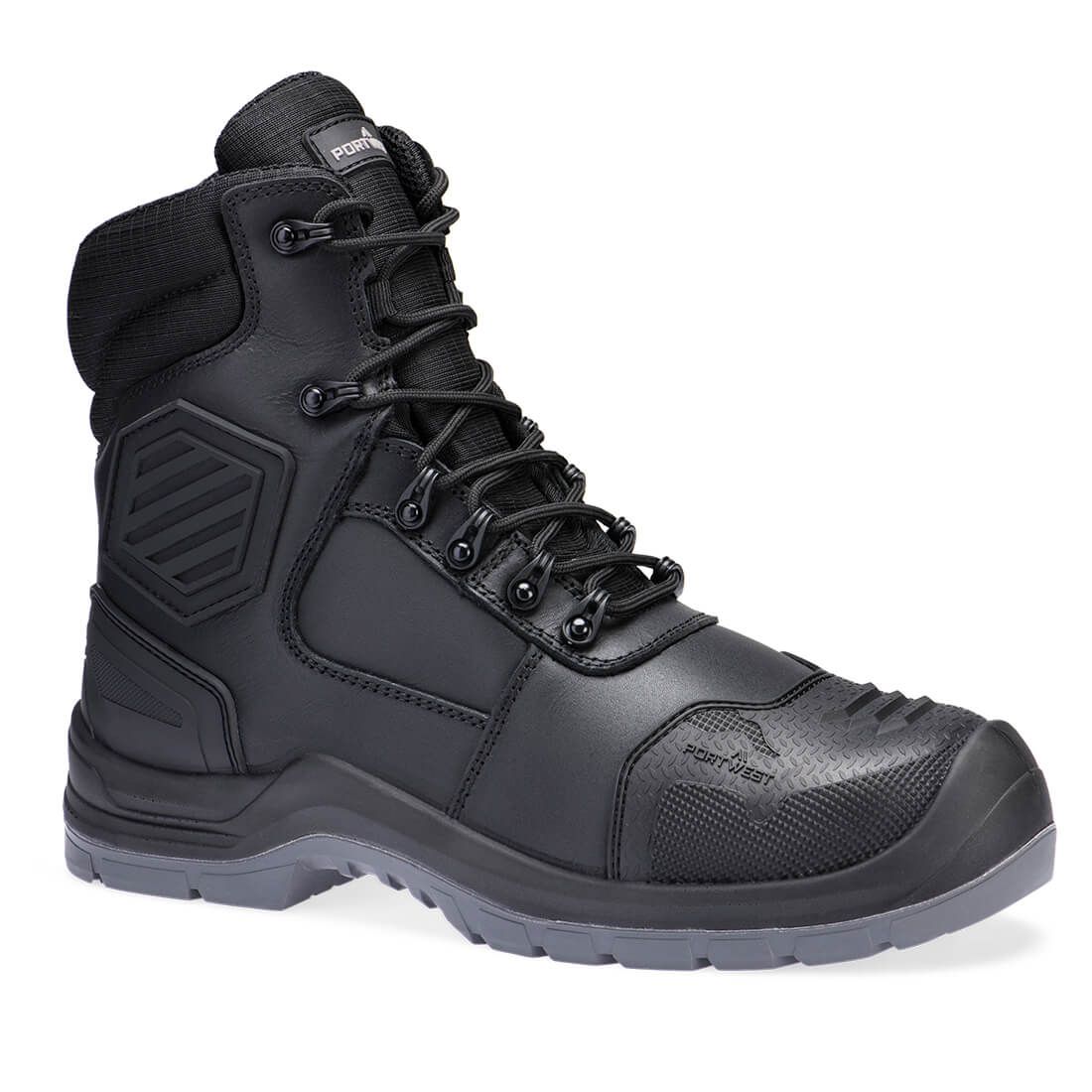 Portwest Composite Lite Voetbescherming Schoen FD25 samengesteld leder halfhoog S7L HRO M CI LG SC AN SR FO zwart(BK)