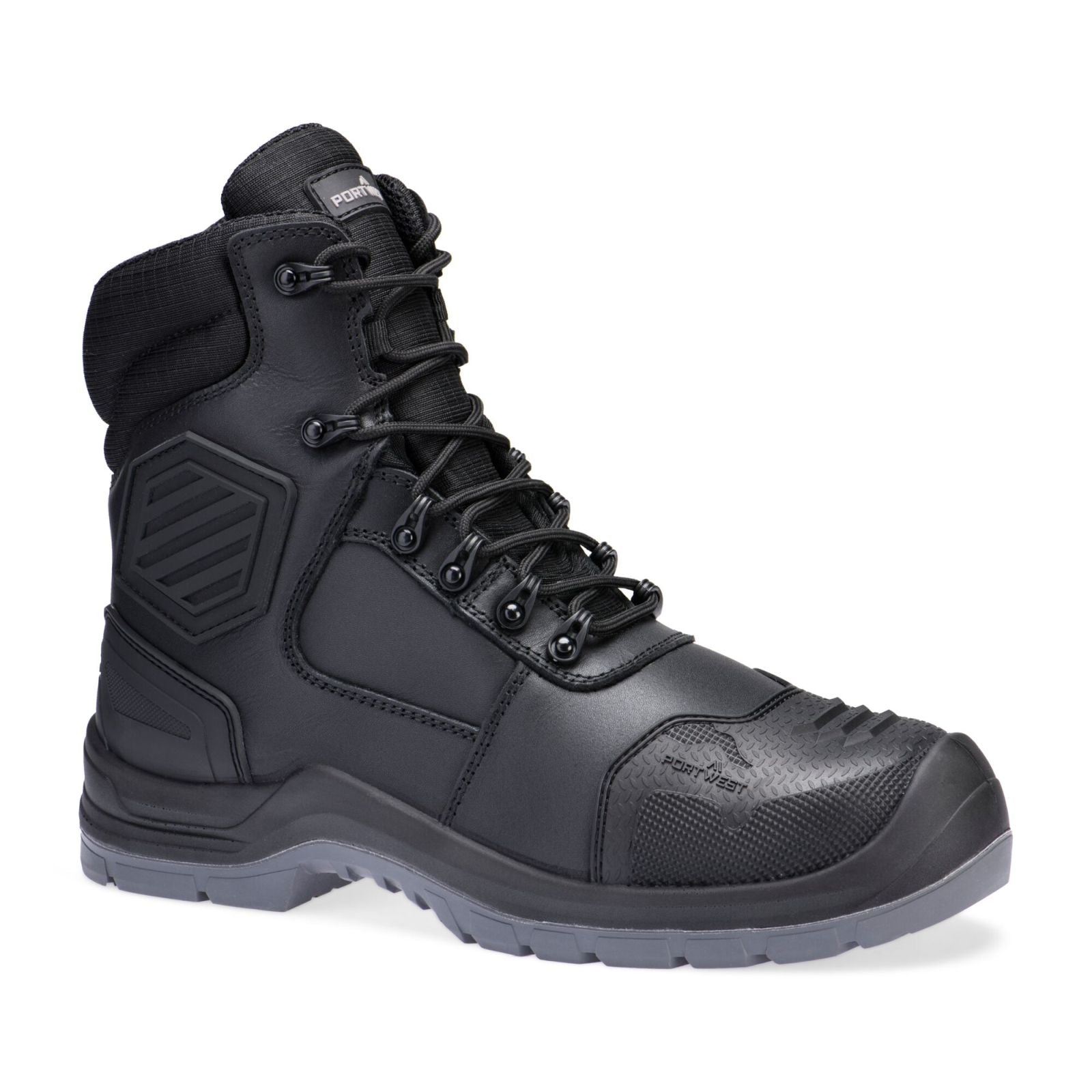 Portwest Composite Lite Voetbescherming Schoen FD25 samengesteld leder halfhoog S7L HRO M CI LG SC AN SR FO zwart(BK)