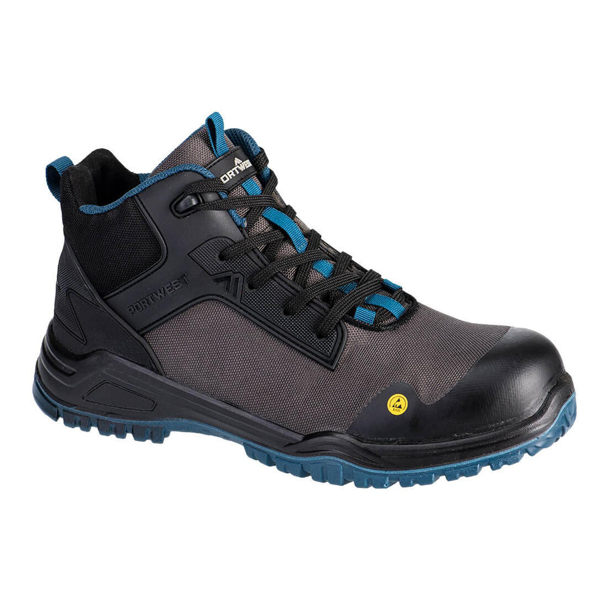 Portwest FX2 Bevel Schoenen FE01 Composite Mid Boot S3S ESD SR FO zwart-groenblauw(BT)