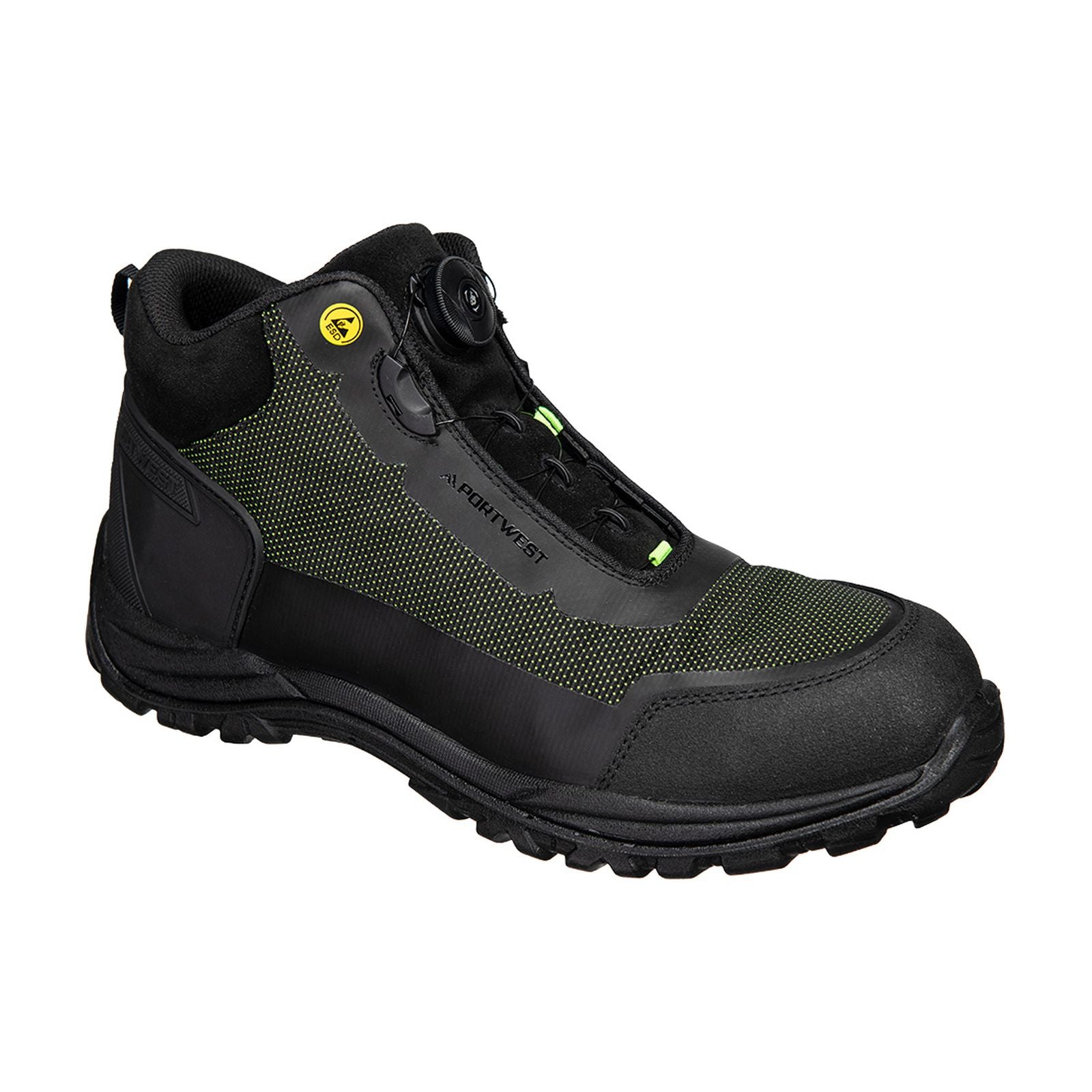 Portwest FX2 Girder Schoenen FE04 Composite Mid S3S ESD SR FO zwart-groen(BG)