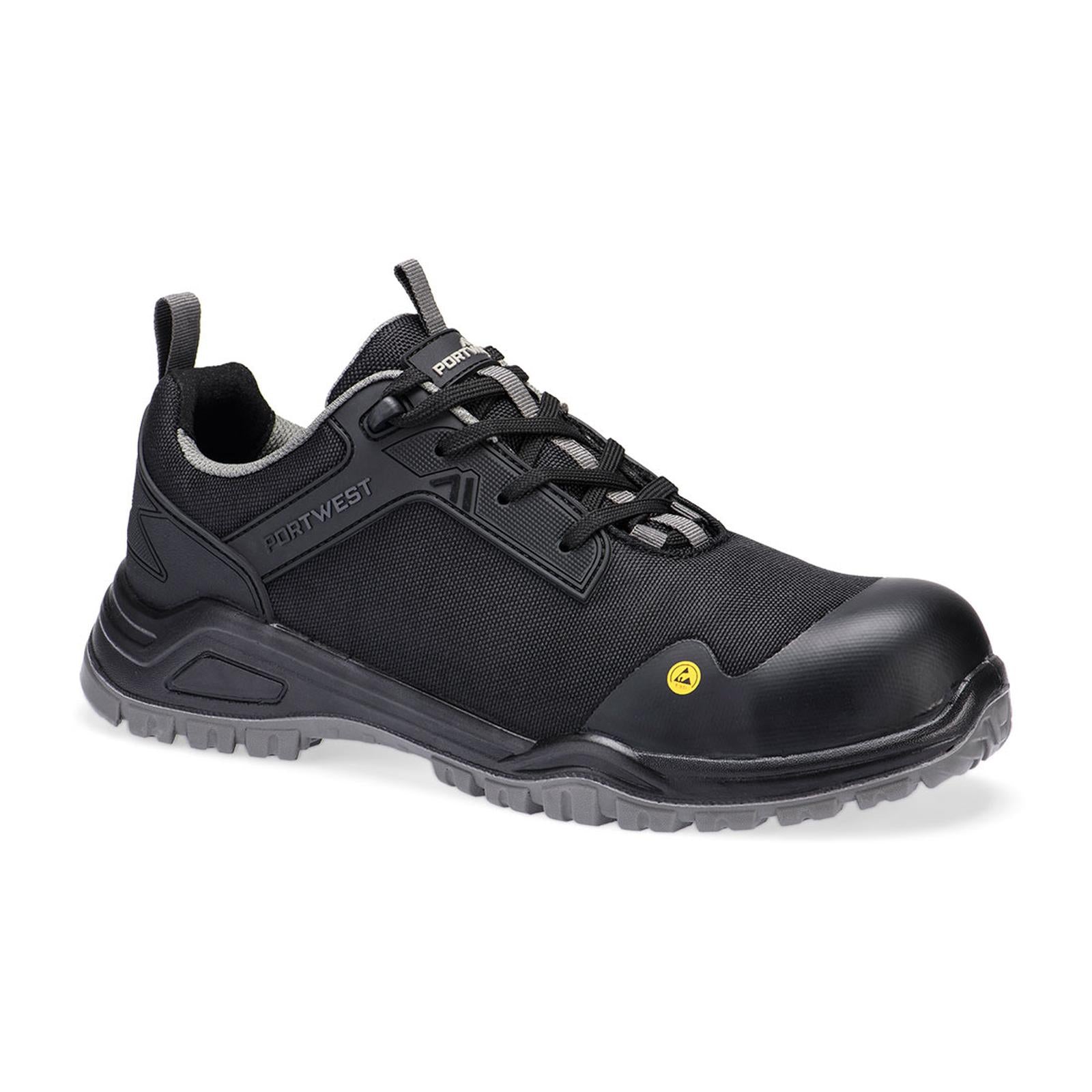 Portwest Composite Lite Voetbescherming Schoen FE11 composiet mesh laag S3S ESD SR FO zwart-grijs(BK)