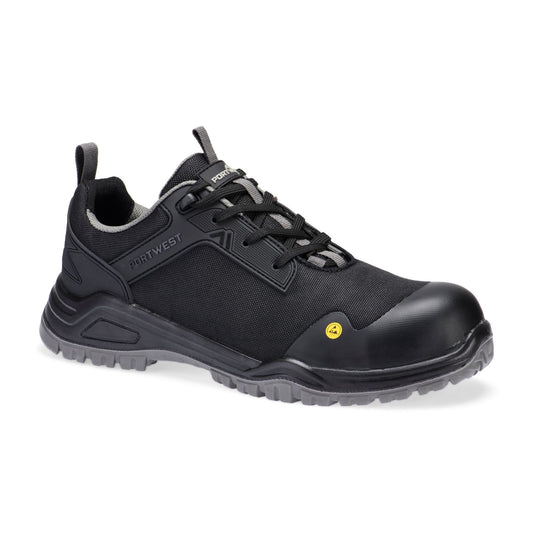 Portwest Composite Lite Voetbescherming Schoen FE11 composiet mesh laag S3S ESD SR FO zwart-grijs(BK)
