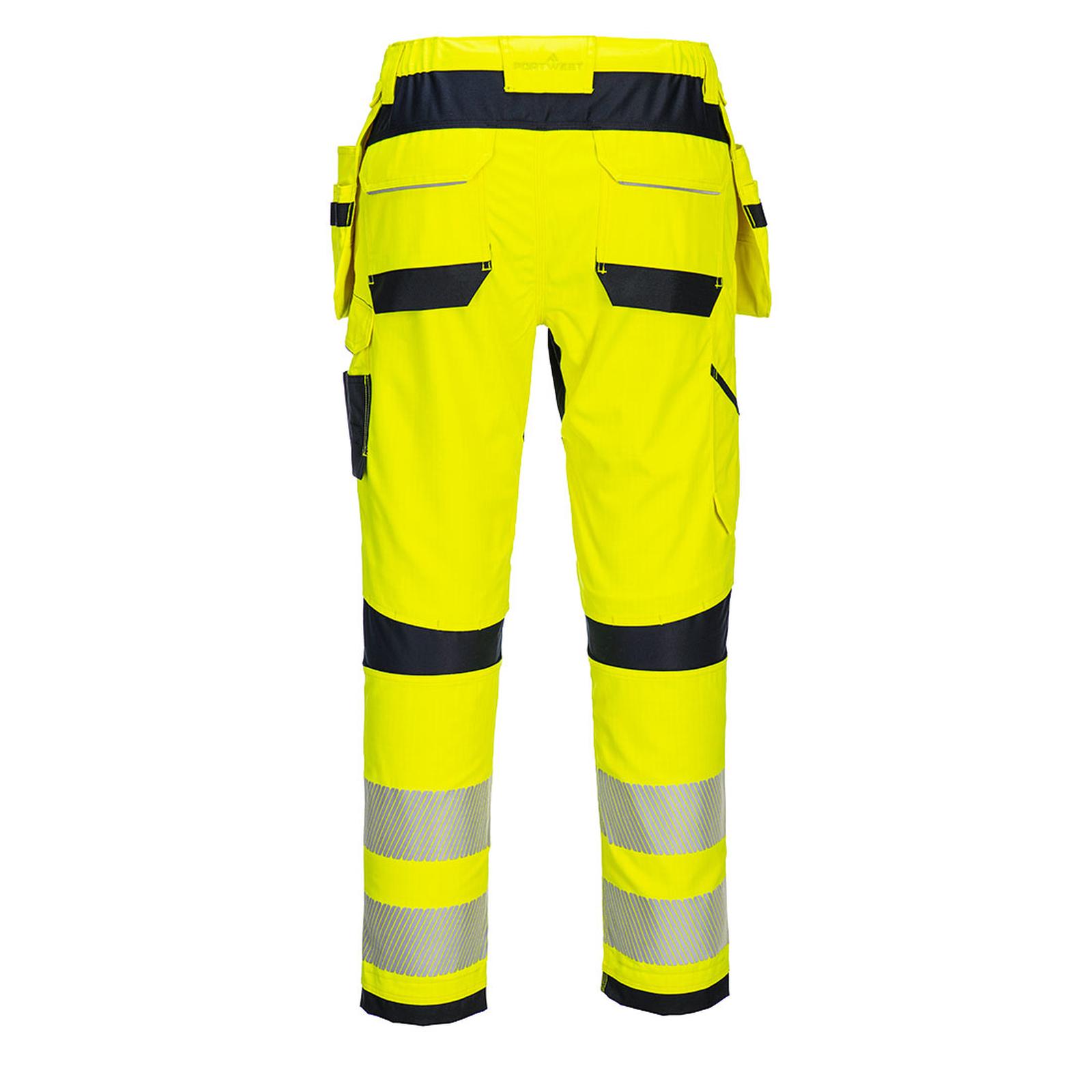 Portwest PW3 Vlamvertragend Multi-norm Broek FR407 Modaflame Hi-Vis holsterzakken geel-marineblauw(YN)