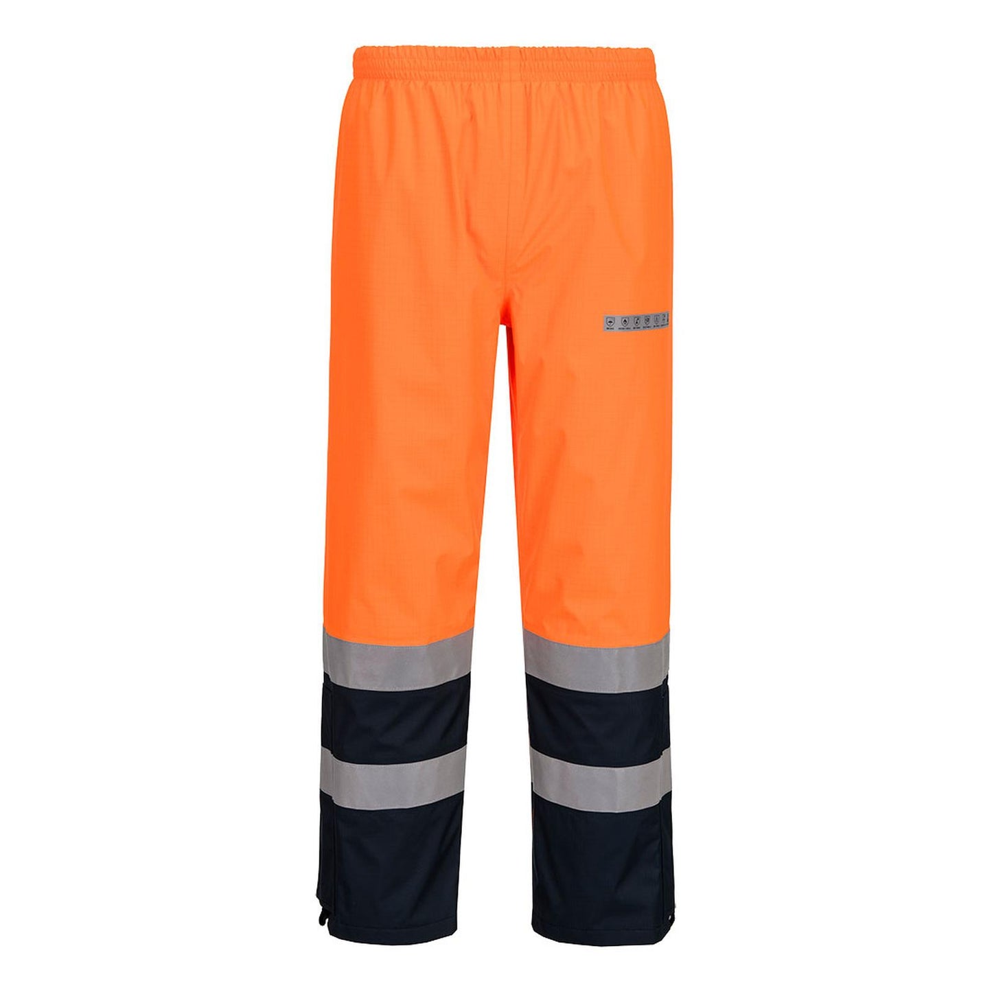 Portwest Bizflame Rain+ HV Vlamvertragend Multi-norm Broek FR410 Regen+ Hi-Vis Vlamboog oranje-marineblauw(ON)