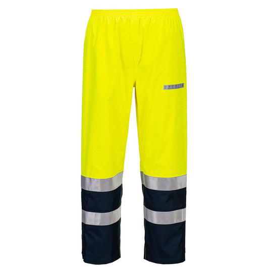 Portwest Bizflame Multi-Hazard Broek FR410 Light Arc Hi-Vis vlamwerend antistatisch geel-marineblauw(YN)