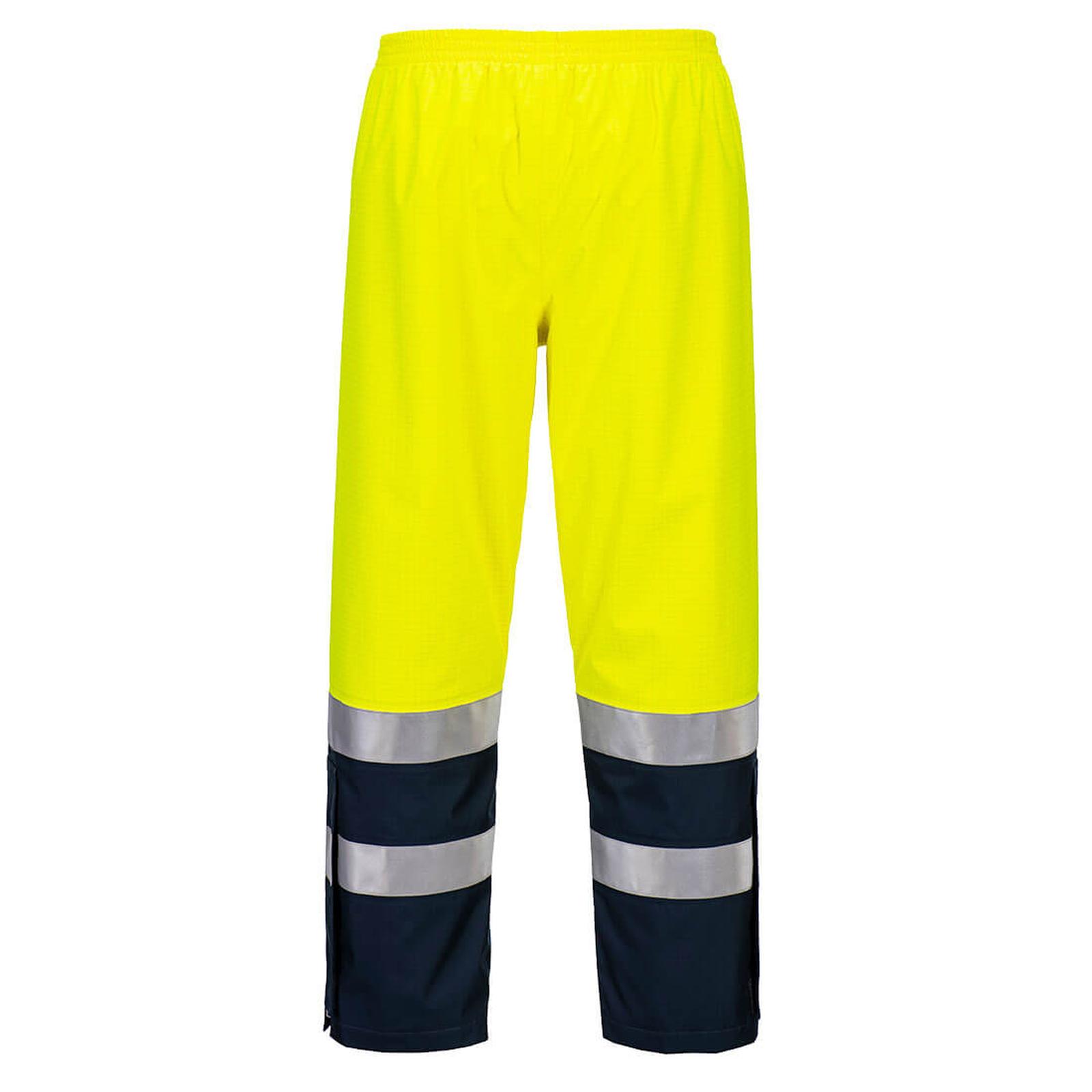 Portwest Bizflame Multi-Hazard Broek FR410 Light Arc Hi-Vis vlamwerend antistatisch geel-marineblauw(YN)
