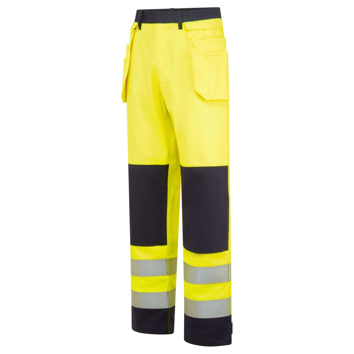 Portwest Bizflame Work HV Vlamvertragend Multi-norm Holsterbroek FR440 Bizflame Work Hi-Vis contrast FR geel-marineblauw(YN)