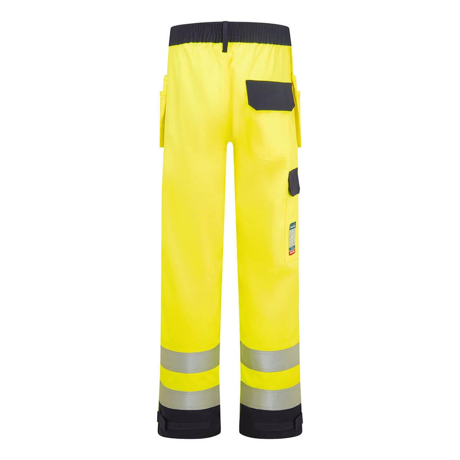 Portwest Bizflame Work HV Vlamvertragend Multi-norm Holsterbroek FR440 Bizflame Work Hi-Vis contrast FR geel-marineblauw(YN)