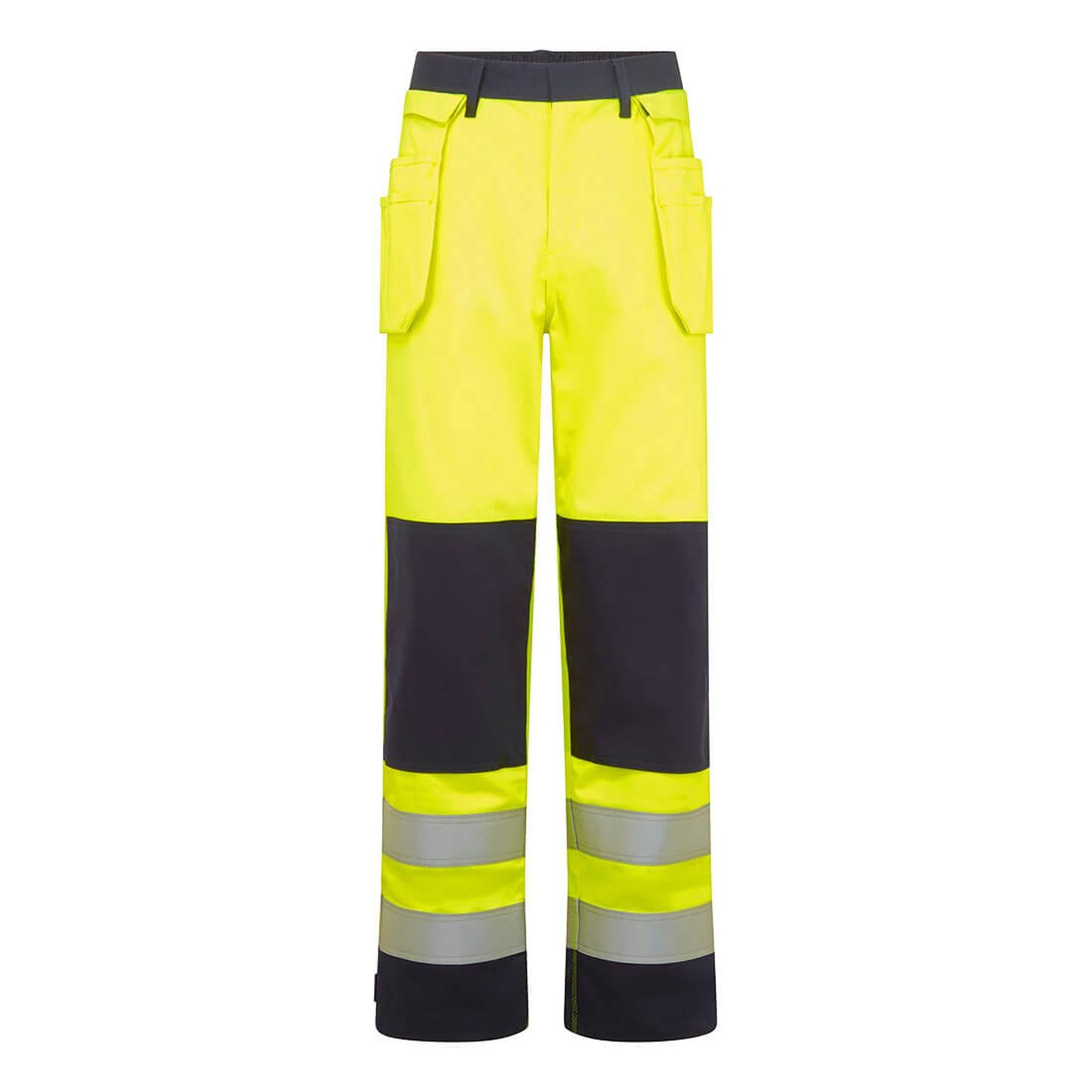 Portwest Bizflame Work HV Vlamvertragend Multi-norm Holsterbroek FR440 Bizflame Work Hi-Vis contrast FR geel-marineblauw(YN)