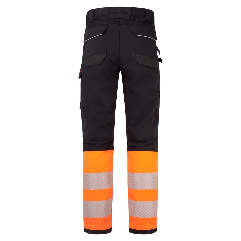 Portwest PW3 Vlamvertragend Multi-norm Werkbroek FR451 Modaflame Hi-Vis klasse 1 FR oranje-zwart(OB)