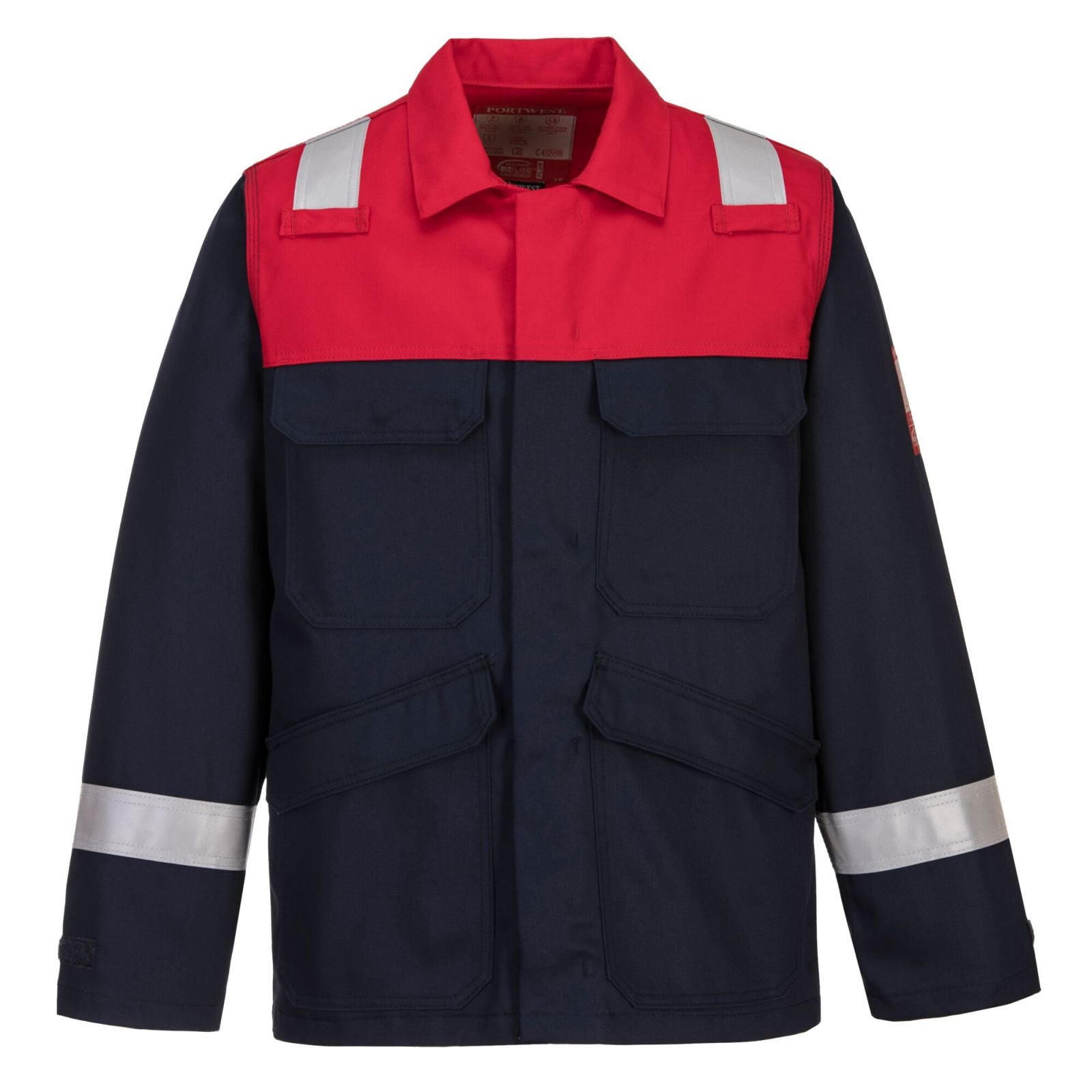 Portwest Bizflame Plus Jassen FR55 Vlamvertragend- antistatisch marineblauw-rood(NA)