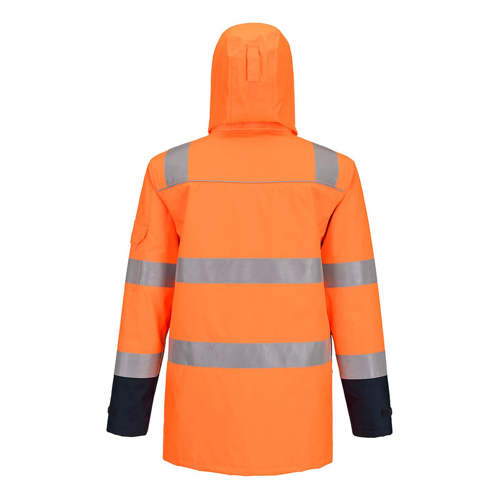 Portwest Bizflame Rain+ HV Vlamvertragend Multi-norm Jack FR605 Hi-Vis Vlamboog oranje-marineblauw(ON)