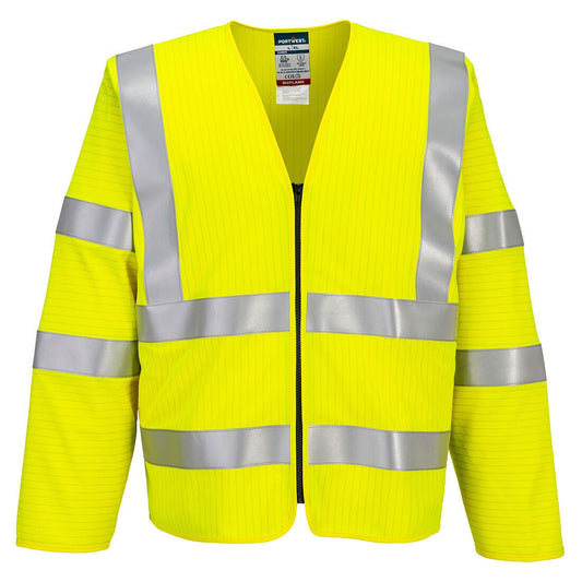 Portwest Bizflame Vest HV Vlamvertragend Multi-norm Veiligheidsvest FR616 Bizflame Hi-Vis FR lange mouwen rits geel(YE)