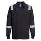 Portwest WX3 poloshirt FR711 longsleeve vlamwerend HiVis zwart(BK)