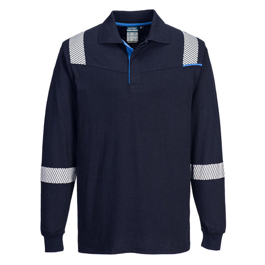 Portwest WX3 Vlamvertragend Multi-norm Polo FR711 Vlamwerend lange mouwen marineblauw(NV)