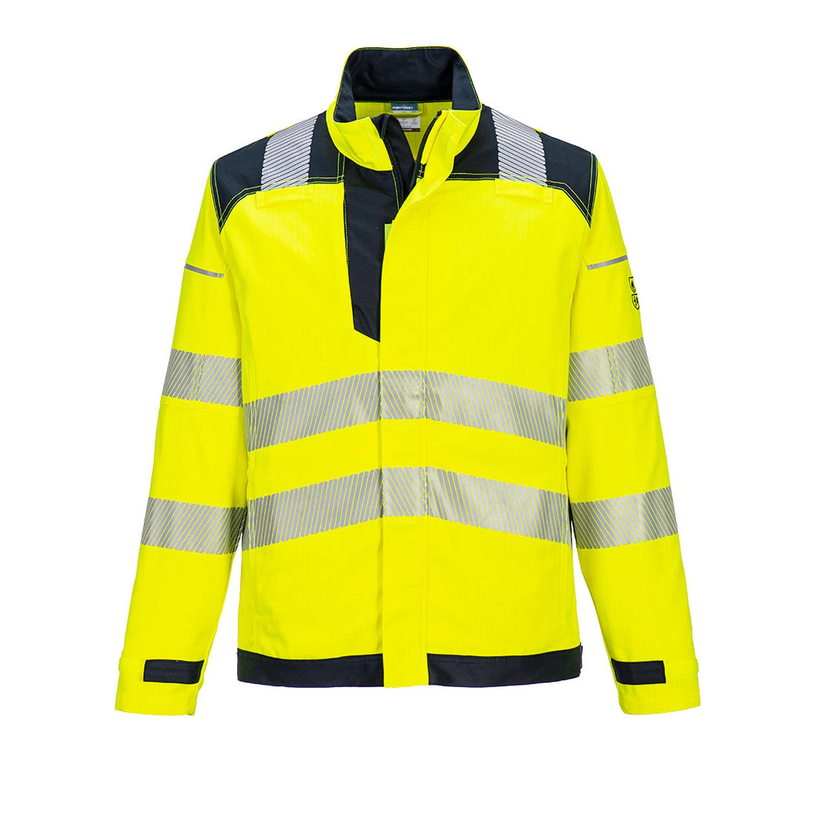 Portwest PW3 Vlamvertragend Multi-norm PW3 Vlamvertragende Modaflame  Hi-Vis werkjack FR714 geel-marineblauw(YN)