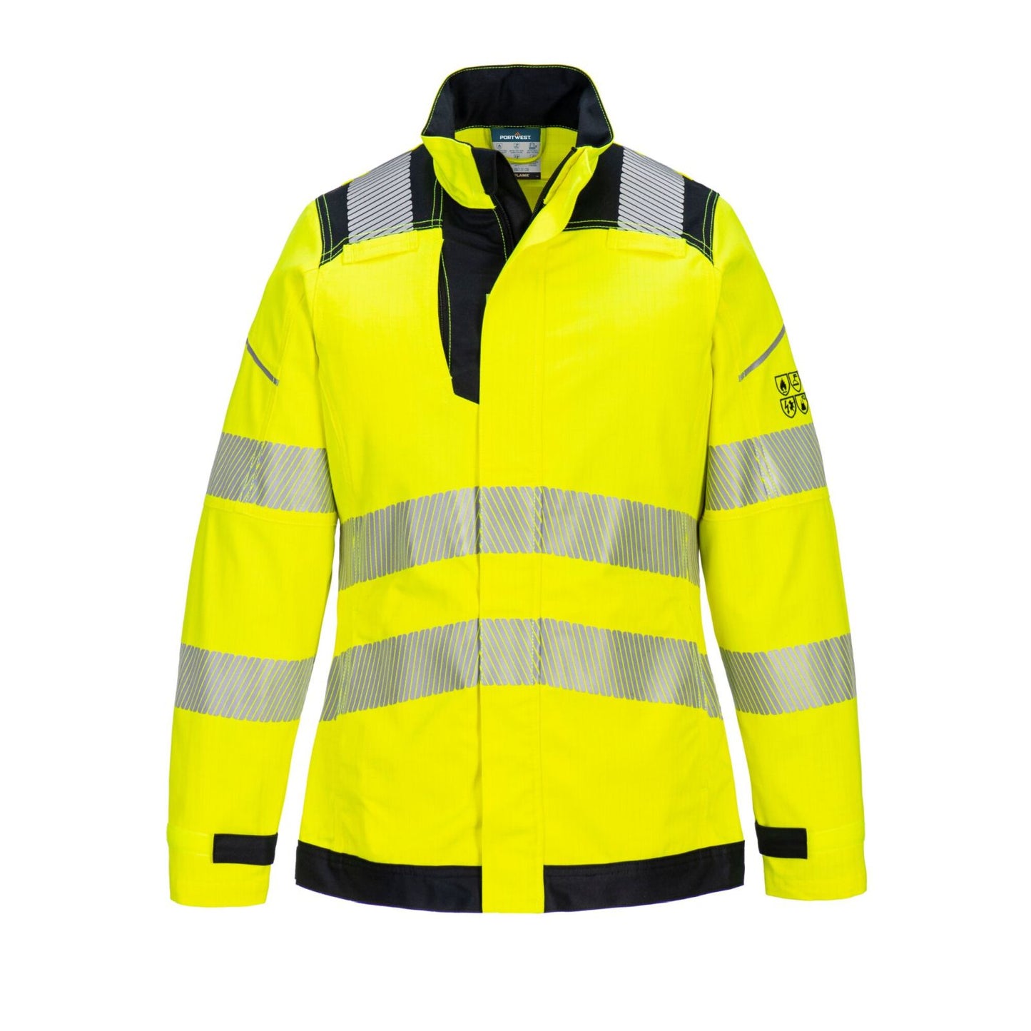 Portwest PW3 FR Werkjack FR715 dames Hi-Vis vlamvertragend antistatisch geel-zwart(YB)