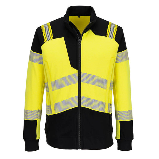 Portwest PW3 Vlamvertragend Multi-norm Sweatshirt FR717 Modaflame gebreid Hi-Vis FR rits geel-zwart(YB)