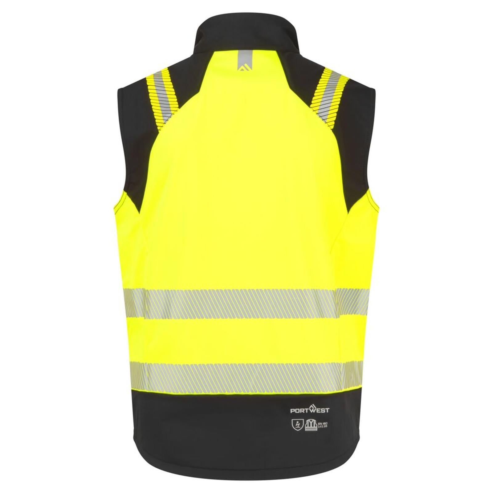 Portwest PW3 Vlamvertragend Multi-norm Gilet FR719 Modaflame softshell Hi-Vis Multi-Norm FR geel-zwart(YB)