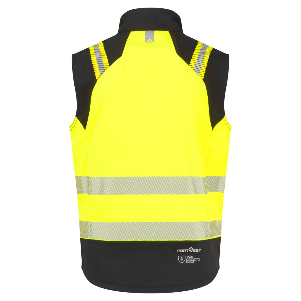 Portwest PW3 Vlamvertragend Multi-norm Gilet FR719 Modaflame softshell Hi-Vis Multi-Norm FR geel-zwart(YB)