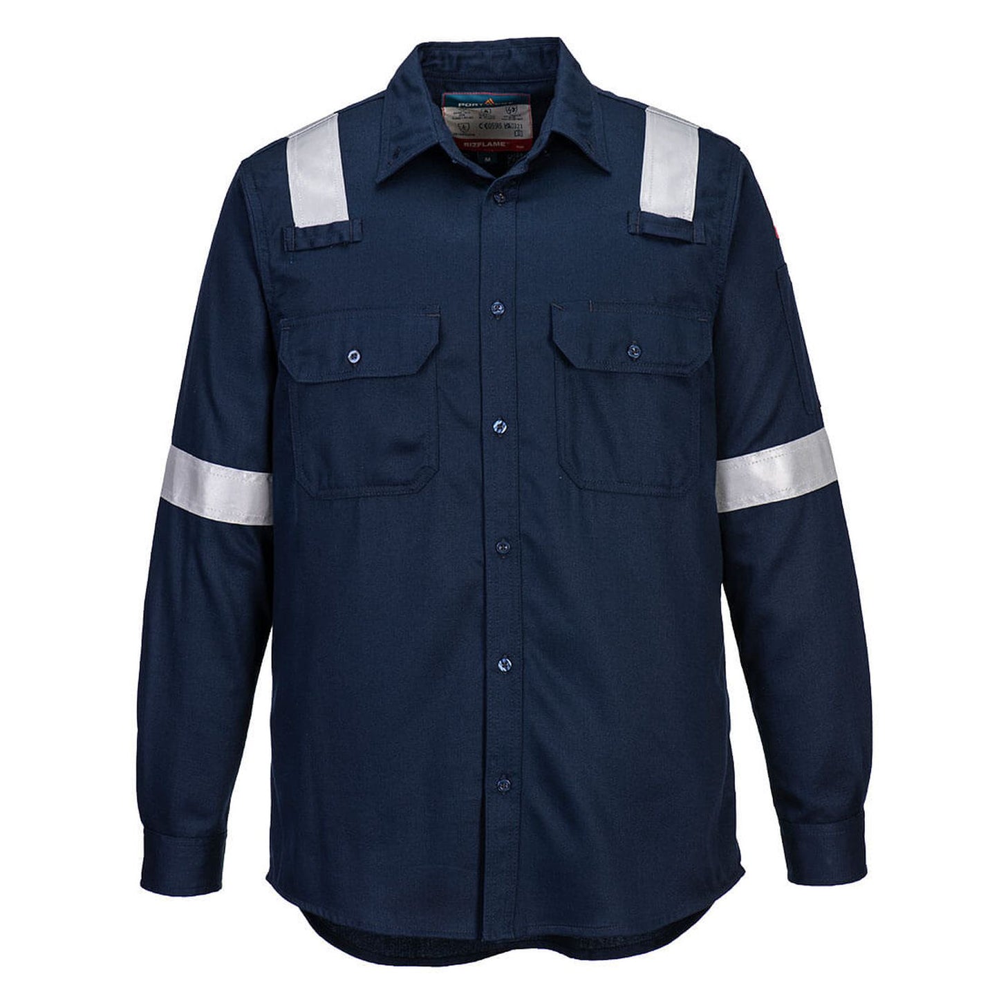 Portwest Bizflame Plus FR Overhemd FR720 lichtgewicht antistatisch reflectie vlamvertragend marineblauw(NA)