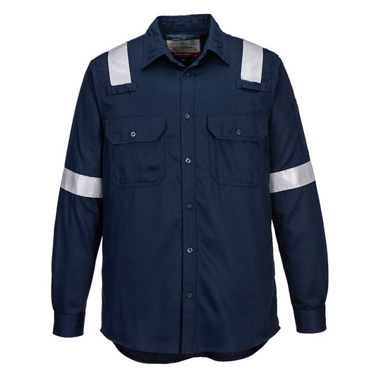 Portwest Bizflame Plus FR Overhemd FR720 lichtgewicht antistatisch reflectie vlamvertragend marineblauw(NA)