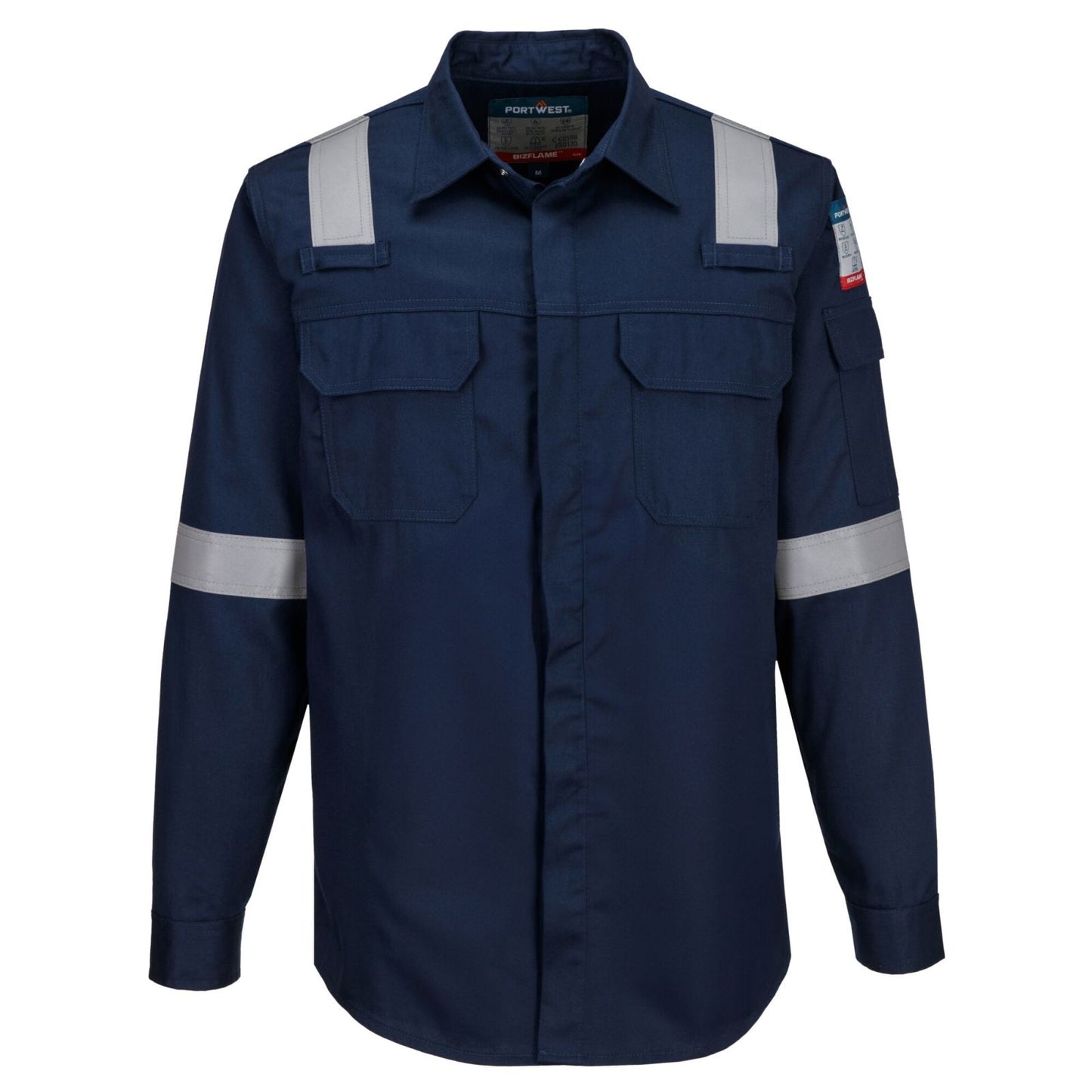 Portwest Bizflame Plus FR Overhemd FR720 lichtgewicht antistatisch reflectie vlamvertragend marineblauw(NA)