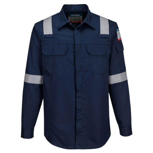 Portwest Bizflame Plus FR Overhemd FR720 lichtgewicht antistatisch reflectie vlamvertragend marineblauw(NA)