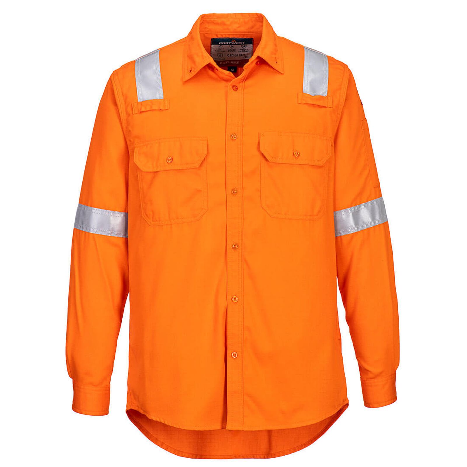 Portwest Bizflame Plus FR Overhemd FR720 lichtgewicht antistatisch reflectie vlamvertragend oranje(OR)